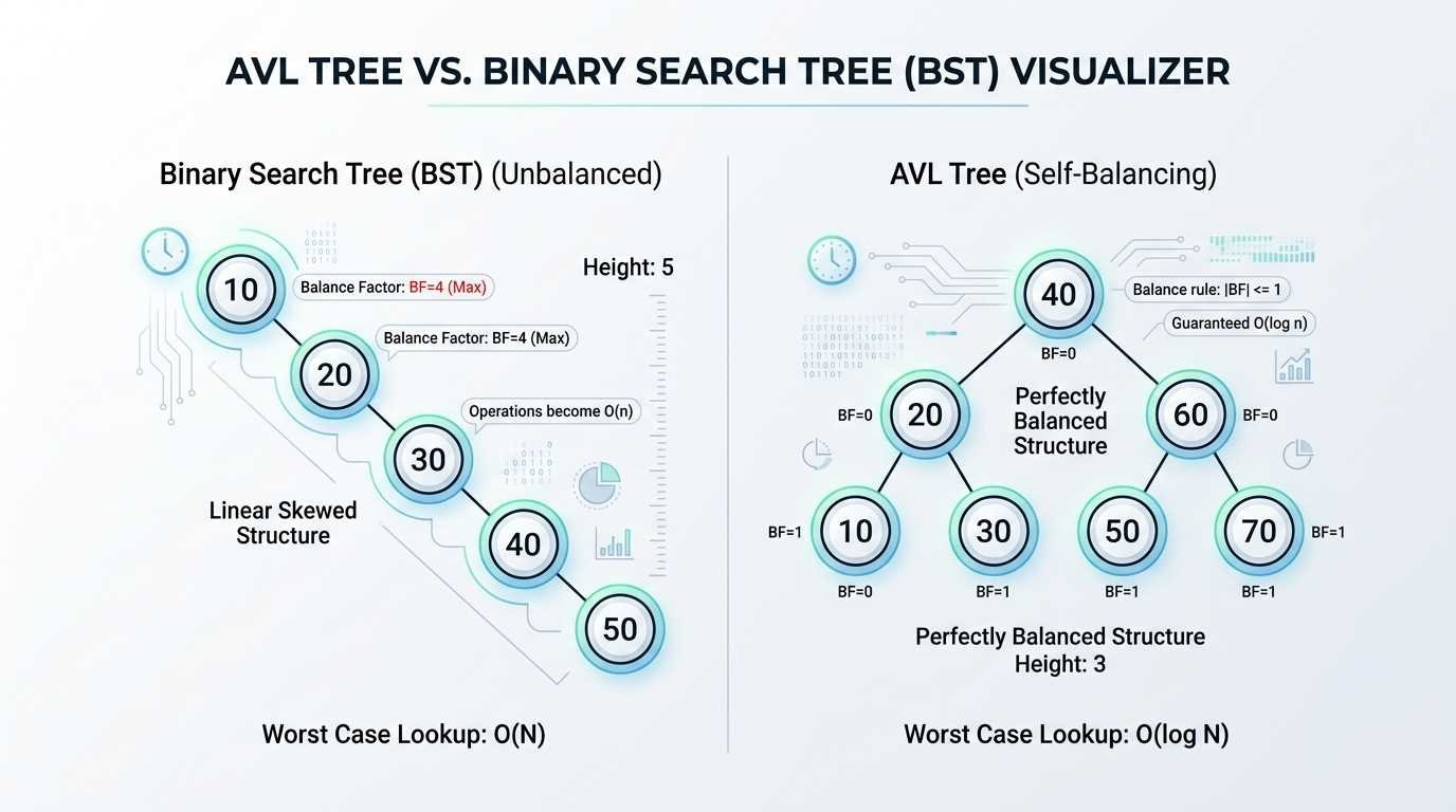 AVL Tree vs. Binary Search Tree (BST) Visualizer